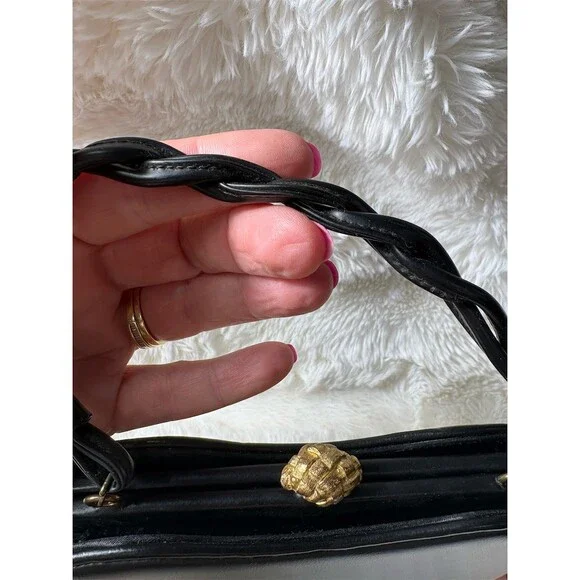 Harry Levine Vintage Handbag Purse Womens Small Black Gold Clasp Coin - Picture 3 of 10